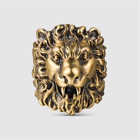 gucci lion head ring|gucci lion ring men.